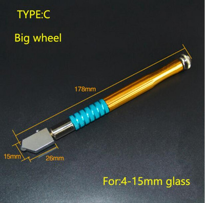 Jednostruki dijamantni rezač stakla Oštar nož Alat s oštricom kotačića Tvrda legura DIY alati za rezanje pločica za popravak ogledala za staklo 4-15 mm