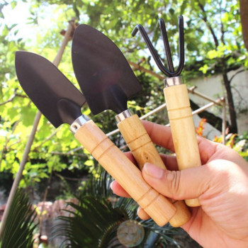 Σετ 3 τεμαχίων Μίνι κηπουρικής Εργαλεία γλάστρας Ξύλινη λαβή Φτυάρι Τσουγκράνας Φτυάρι Πολυλειτουργικό οικιακό φυτό Bonsai To