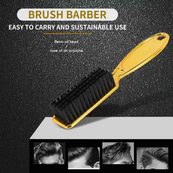 Fade Brush Comb Scissors Cleaning Brush Barber Shop Skin Fade Vintage Oil Head Shape Carving Cleaning Brush Gold 2PC