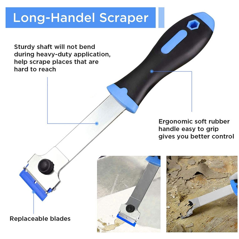 2 ΤΕΜ. Ξύστρα λεπίδας ξυραφιού, Ξύστρα γυαλιού Εστία πλαστικής λεπίδας για αφαίρεση ετικέτας, αυτοκόλλητο εγγραφής μπλε λιανικής