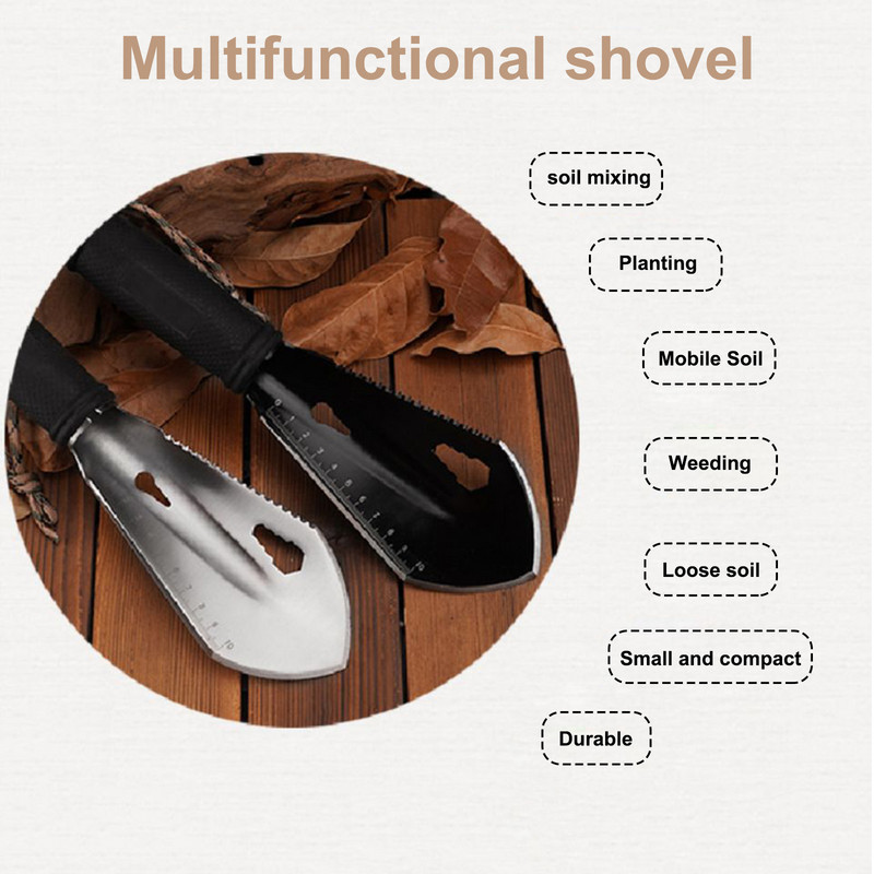 Stovyklavietės taktinis mažas rankinis kastuvas lauko stovyklavimas karinis kastuvas nerūdijančio plieno mažas kastuvas Daugiafunkciniai išgyvenimo įrankiai