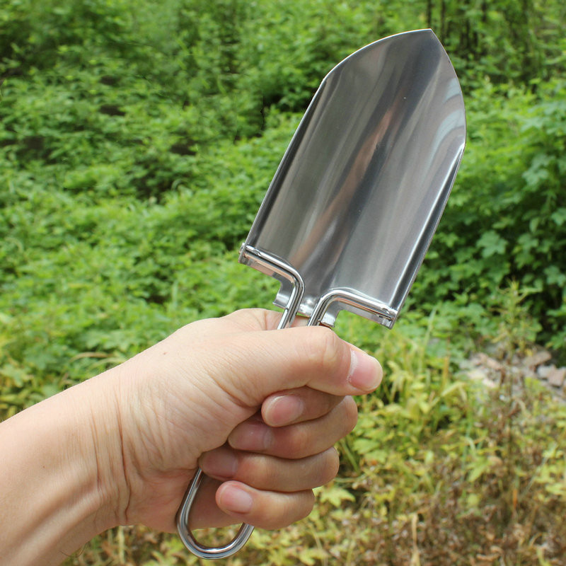 Összecsukható lapát Mini rozsdamentes acél összecsukható lapát Hordozható kemping ásó kertészeti szerszám ruhával csomaggal Csepp szállítás