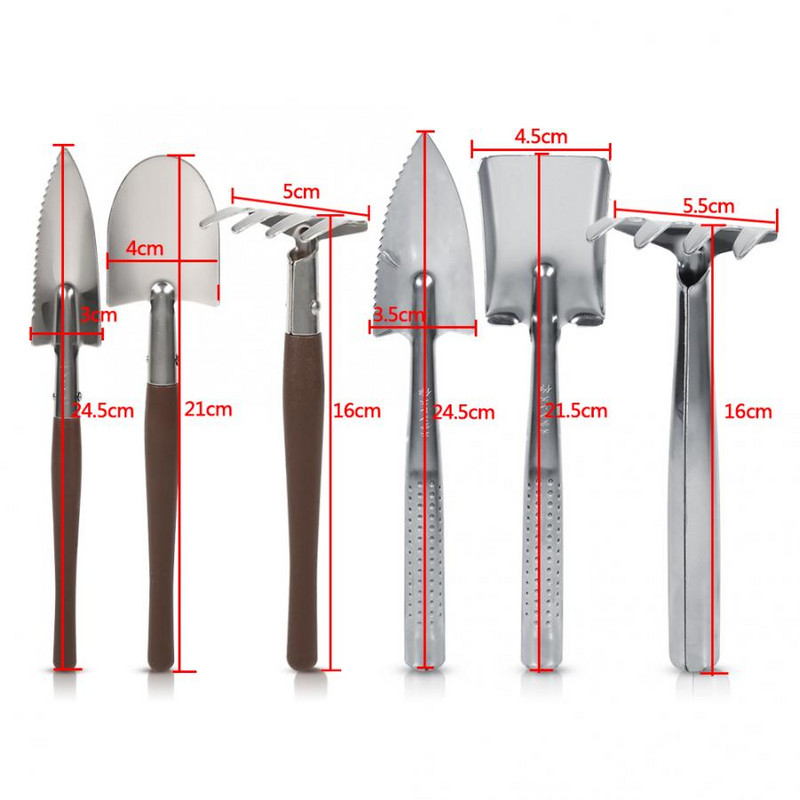 3x Kastuvas kastuvas grėblys, plastikinis / nerūdijančio plieno rankena, mini sodo augalų įrankis vaikams sodo žaislas, gėlių bonsai