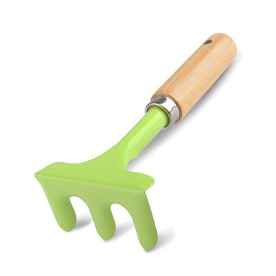 Unelte de grădinărit pentru copii Lopată, furculiță cu grebla de mână, unelte de grădinărit cu mâner din lemn pentru copii, unealtă de joacă cu nisip de plajă, jucării în aer liber, cadou