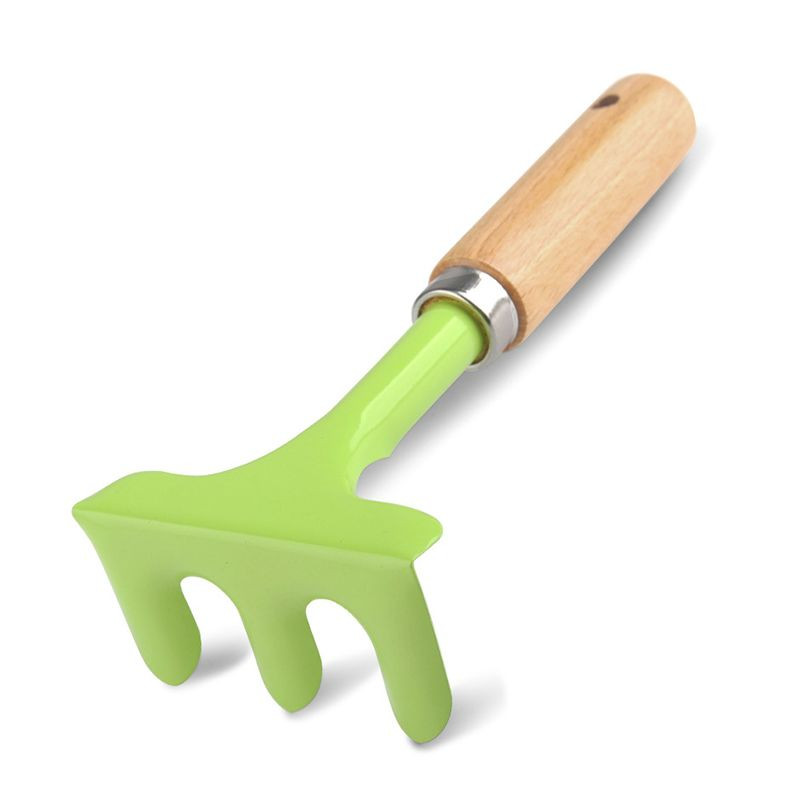 Unelte de grădinărit pentru copii Lopată, furculiță cu grebla de mână, unelte de grădinărit cu mâner din lemn pentru copii, unealtă de joacă cu nisip de plajă, jucării în aer liber, cadou