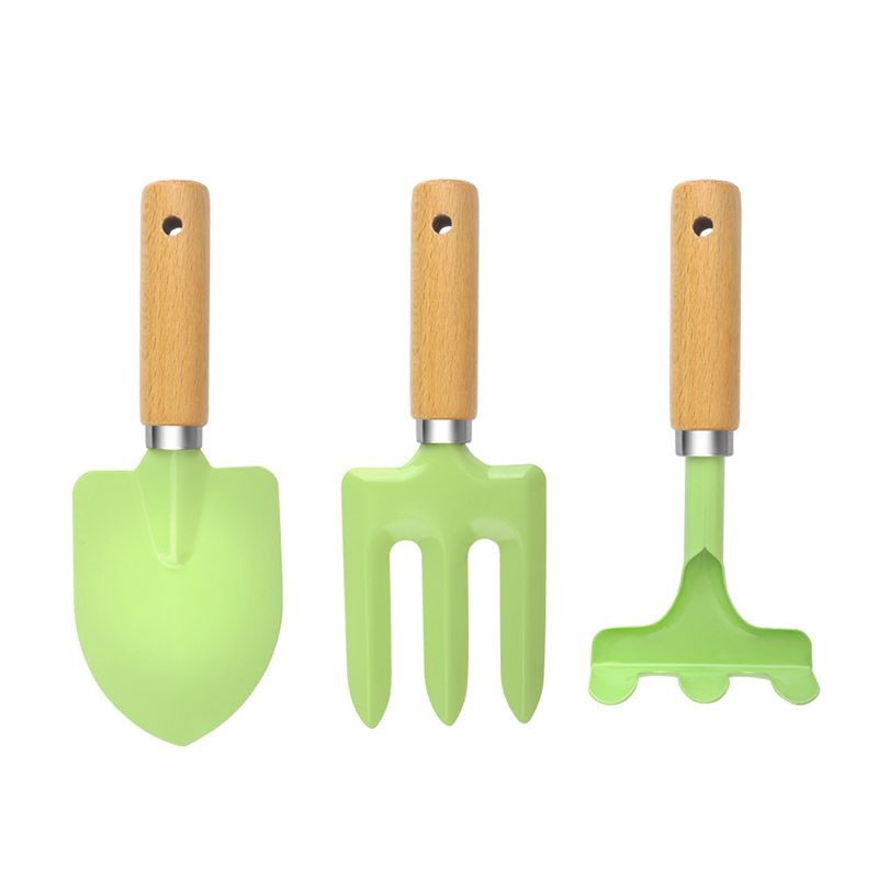 Unelte de grădinărit pentru copii Lopată, furculiță cu grebla de mână, unelte de grădinărit cu mâner din lemn pentru copii, unealtă de joacă cu nisip de plajă, jucării în aer liber, cadou