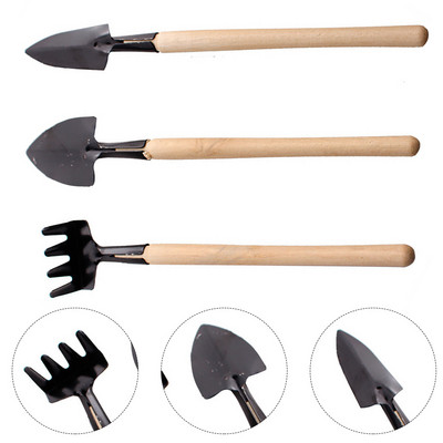 Градински инструменти Дървена дръжка Мини комплект за градинарство Комплект за засаждане Рейка Многофункционален домашен дом