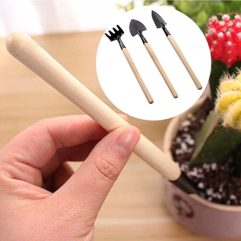 Dārza instrumenti Koka rokturis Mini dārzkopības komplekts Stādīšanas komplekts Grābeklis Daudzfunkcionāla mājsaimniecības māja