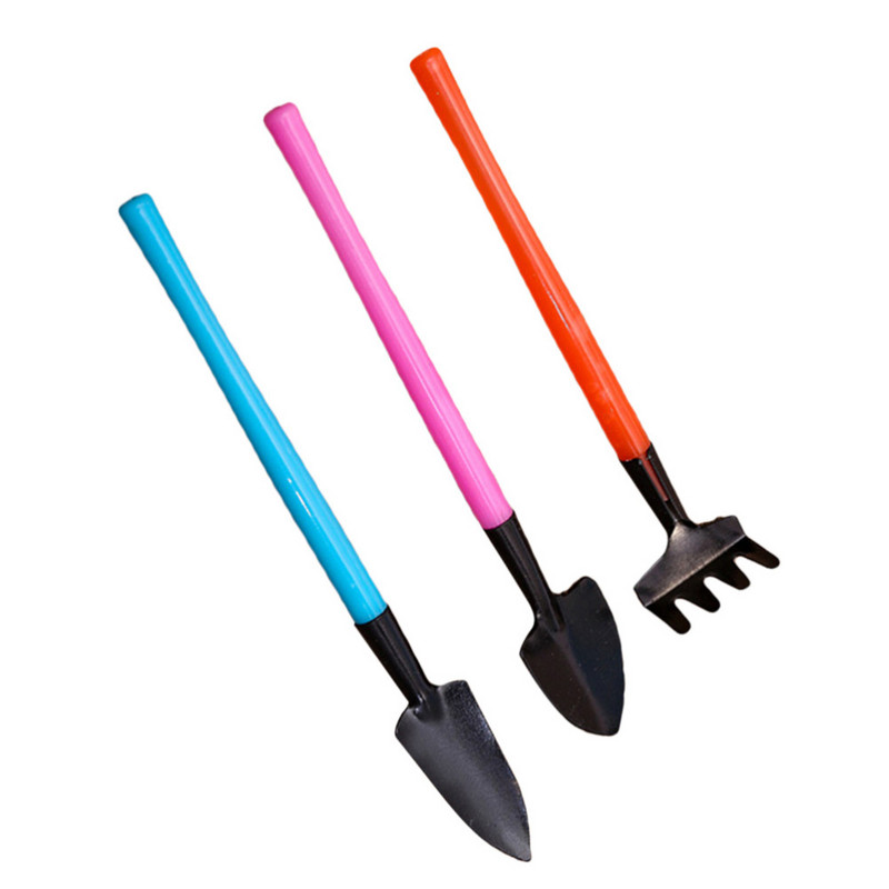 3 gab. Dārza rīku komplekts Dārza lāpsta Mazs dārza grābeklis un rokas špakteļlāpstiņa Mini iekštelpu krāsaini dārza instrumenti istabas augiem