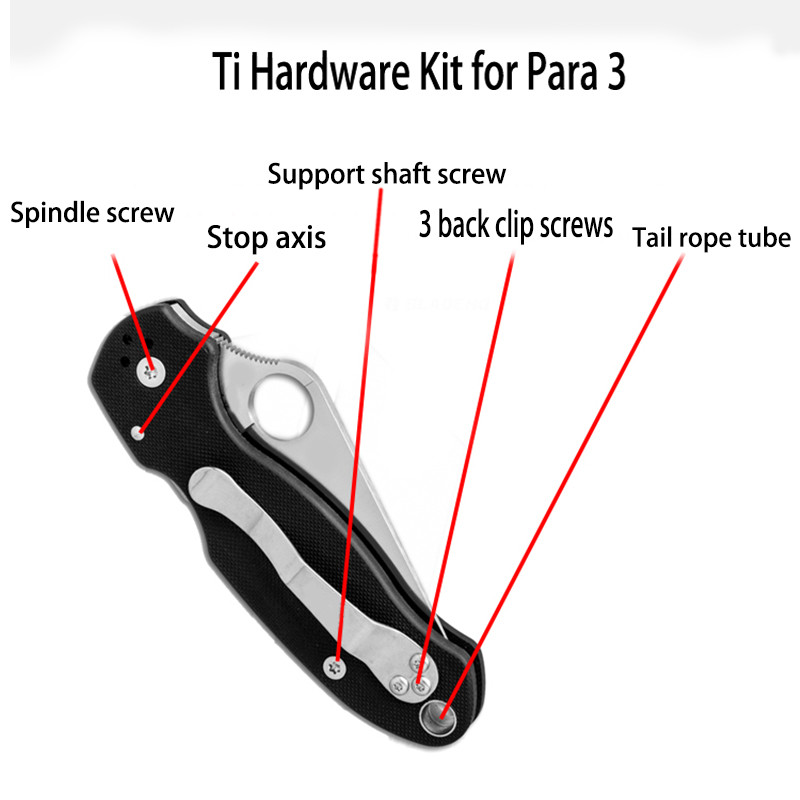 Set complet cuie din aliaj de titan pentru cuțit C223 șurub mâner păianjen șurub C223 Para 3 șurub cu lamă EDC cuțit C223 set complet de șuruburi