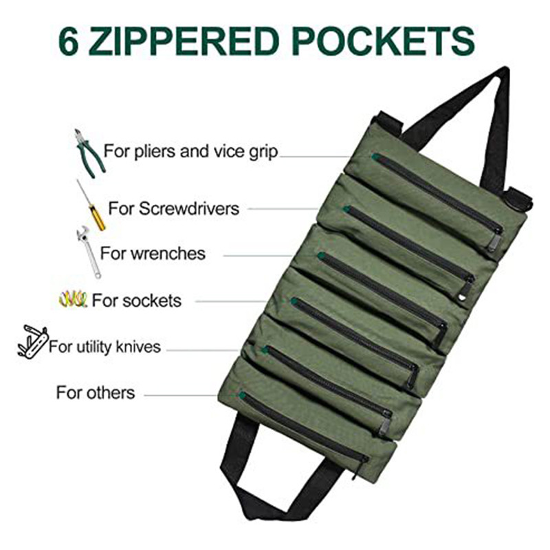 Tööriistade rullkoti kott Kaasaskantav mutrivõti Kruvikeeraja Tangid Rullkoti ümbris Lõuend rull-tööriistakott Korraldaja Tööriistad Hoiukoti ümbris