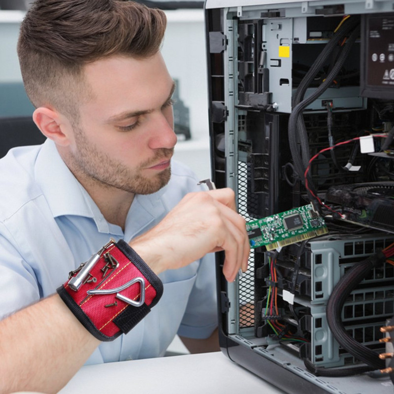 Brățară magnetică din poliester Vastar Geantă portabilă pentru instrumente Electrician pentru încheietura mâinii, curea, șuruburi, cuie, suport pentru burghie, instrumente de reparație