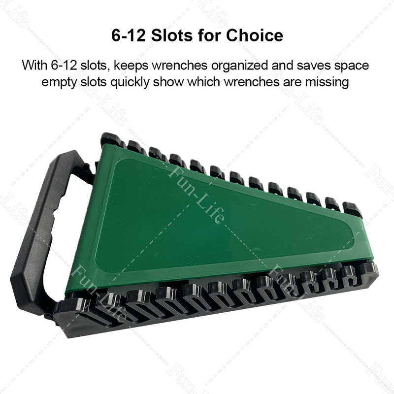 6/8/10/12 Nyílás szabványos csavarkulcs kapocs tartó rendező műanyag sín tálca villáskulcs állvány Tároló szerszámok Táska Garázskulcsok tartó