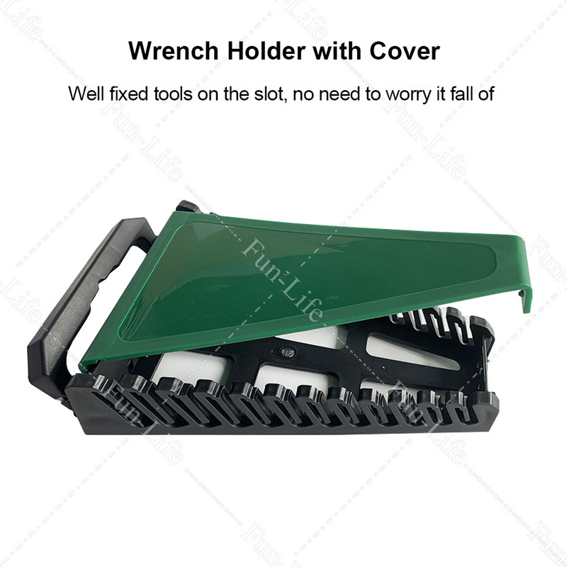 6/8/10/12 Nyílás szabványos csavarkulcs kapocs tartó rendező műanyag sín tálca villáskulcs állvány Tároló szerszámok Táska Garázskulcsok tartó