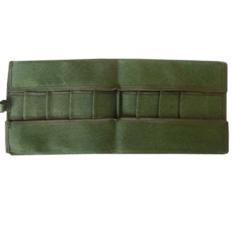 Pachet de depozitare unelte japoneze pentru bonsai verde, pungă rulou 600x430mm set de instrumente din pânză Carcasă 10 buzunare Durabilă