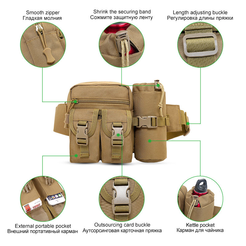 Pārnēsājama āra instrumentu soma Militārā plecu soma vīriešu kabatas taktiskā āra medību makšķerēšanas jostas soma komplekta instrumentu josta 디월트