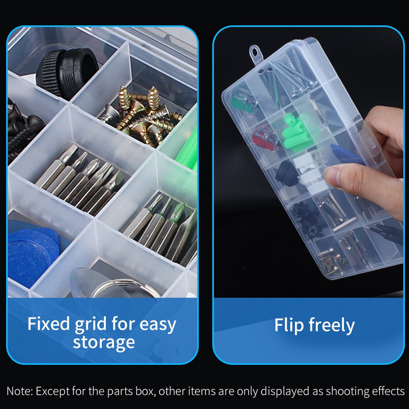 LUXIANZI átlátszó műanyag tárolódoboz, porálló, hordozható ékszer, hardver szerszámok kis csavaros elektronikus alkatrészek rendező tok