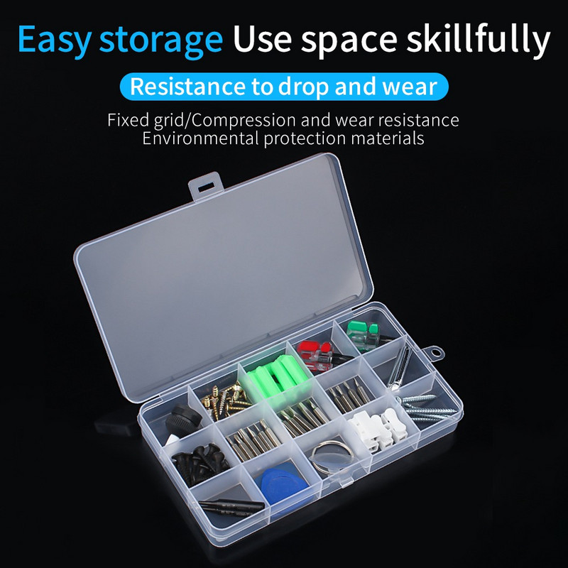LUXIANZI átlátszó műanyag tárolódoboz, porálló, hordozható ékszer, hardver szerszámok kis csavaros elektronikus alkatrészek rendező tok