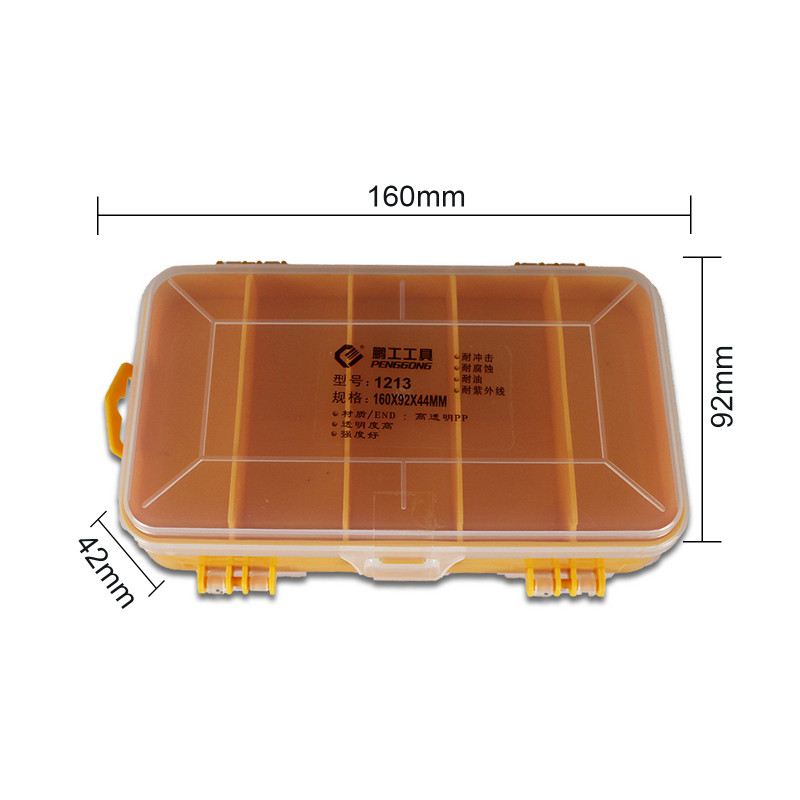 Hordozható átlátszó szerszámok tok Csavarok Tároló doboz Kétoldalas többfunkciós műanyag rendező tartály 13 rácsos szerszámos dobozok