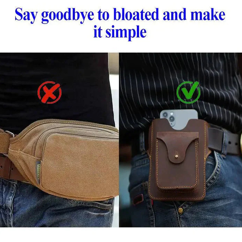 Geantă pentru bărbați, curea din piele PU, cutie pentru șold, cutie pentru brichetă, husă în aer liber, pentru bărbați, cu telefon mobil de 6-7,5 inci.