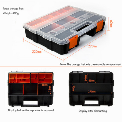 Dėžės reikmenims, plastikinės dėžutės laikymo dėžė su nuimamais skirstytuvais, žvejybos reikmenų laikymo dėžė S, M, L dydžio