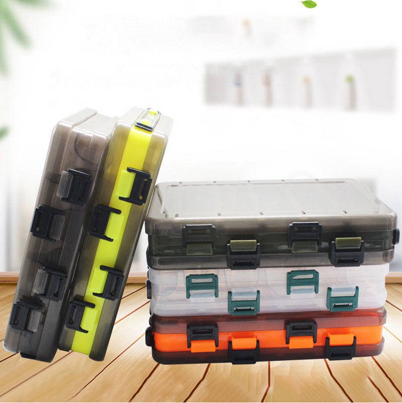 Makšķerēšanas mānekļu kastes kaste 12 un 14 istabas divpusēja rīku kaste makšķerēšanai Divpusēja ēsmas/āķa kaste plastmasas uzglabāšanas kaste Makšķerēšanas piederumi