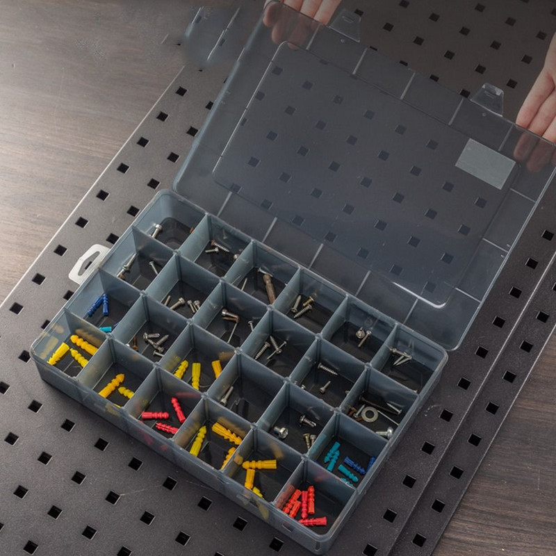 1 db Műanyag tárolódobozok Rések Állítható csomagolás Átlátszó szerszámtok Alkatrészek Csavaros kézműves szervező
