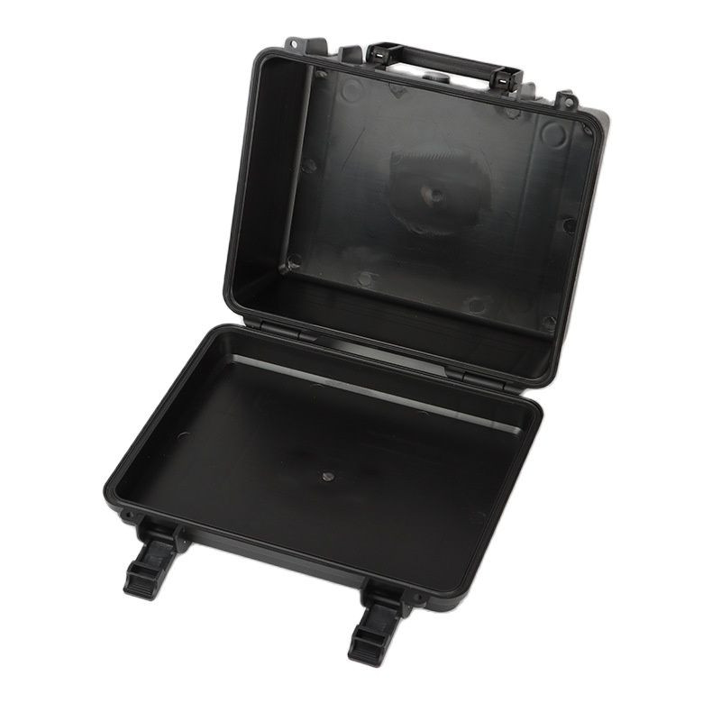 Műanyag kemény tok, 29x25x13 cm, hordozható, védő, kemény fényképezőgép-tok, ütésálló laptophoz, fényképezőgéphez és egyebekhez, fekete