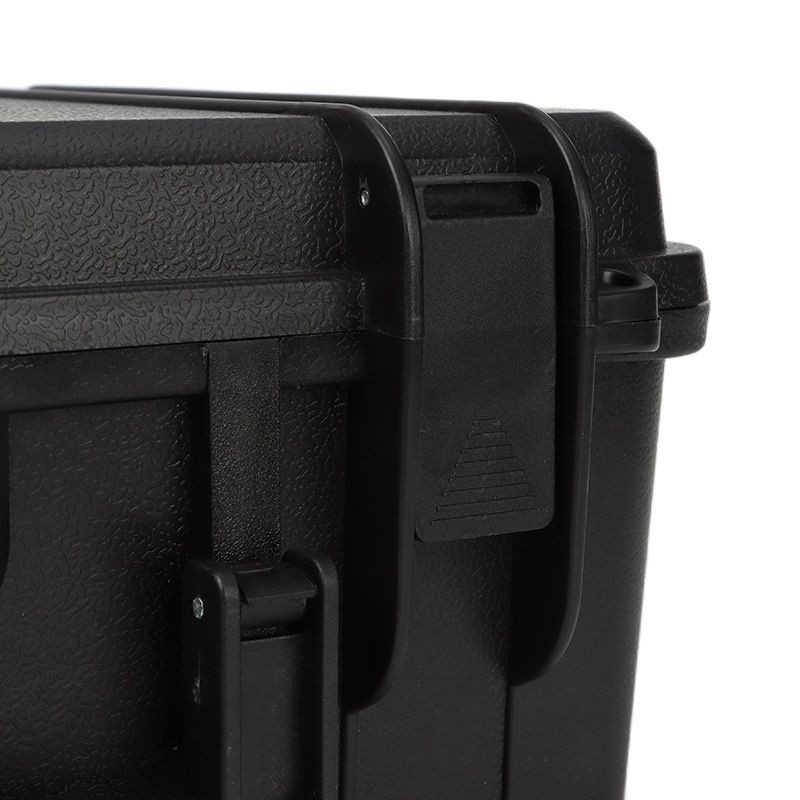 Műanyag kemény tok, 29x25x13 cm, hordozható, védő, kemény fényképezőgép-tok, ütésálló laptophoz, fényképezőgéphez és egyebekhez, fekete