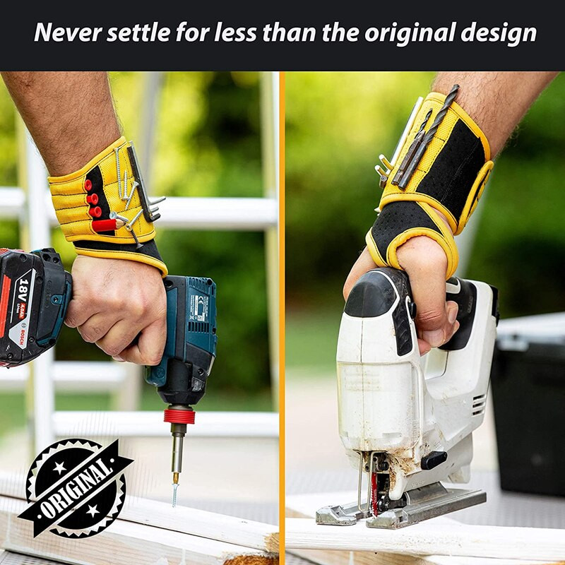 Mágneses csuklópánt férfi női szerszámos karkötő 9 erős mágnessel a csavarok rögzítésére, körmök fúrószáraira Ajándékötletek apának, férjnek