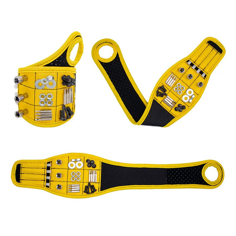 Mágneses csuklópánt férfi női szerszámos karkötő 9 erős mágnessel a csavarok rögzítésére, körmök fúrószáraira Ajándékötletek apának, férjnek