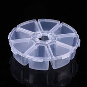 5db 8 rekeszes műanyag tárolódoboz Kerek alakú gyöngyök fülbevalók tárolóedények üres állítható ékszer rendszerező tok