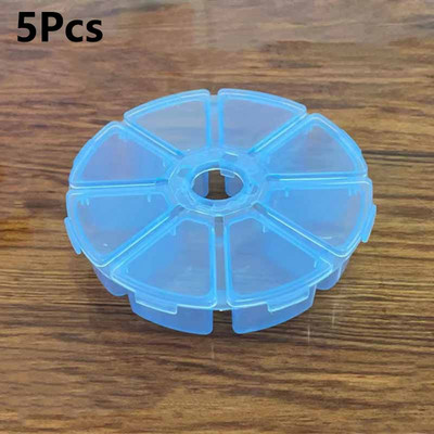 5db 8 rekeszes műanyag tárolódoboz Kerek alakú gyöngyök fülbevalók tárolóedények üres állítható ékszer rendszerező tok