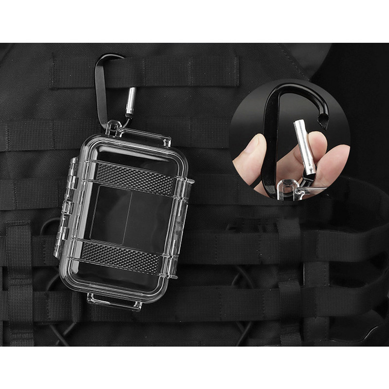 Átlátszó mini tároló műanyag tok kis kapacitású akasztós doboz sport karabiner ütésálló EDC szerszámok boltja hordozható szerszámosláda