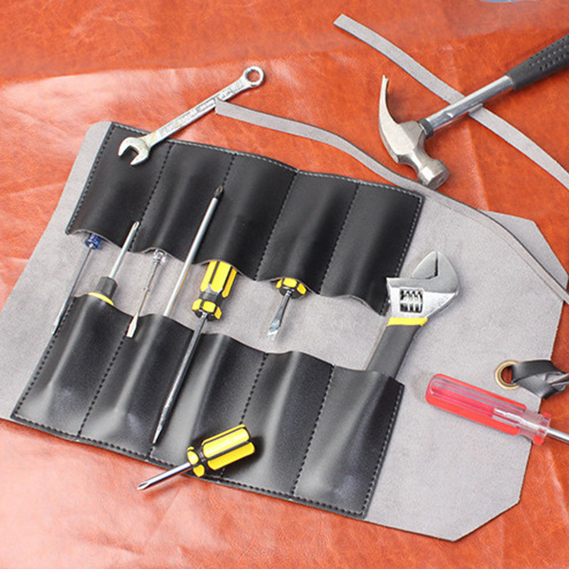 Bőr feltekerhető szerszámtasak Tartós csavarkulcs szerszámtároló táska Praktikus szerszámszervező tasak, könnyen hordozható, vésőkhöz is alkalmas