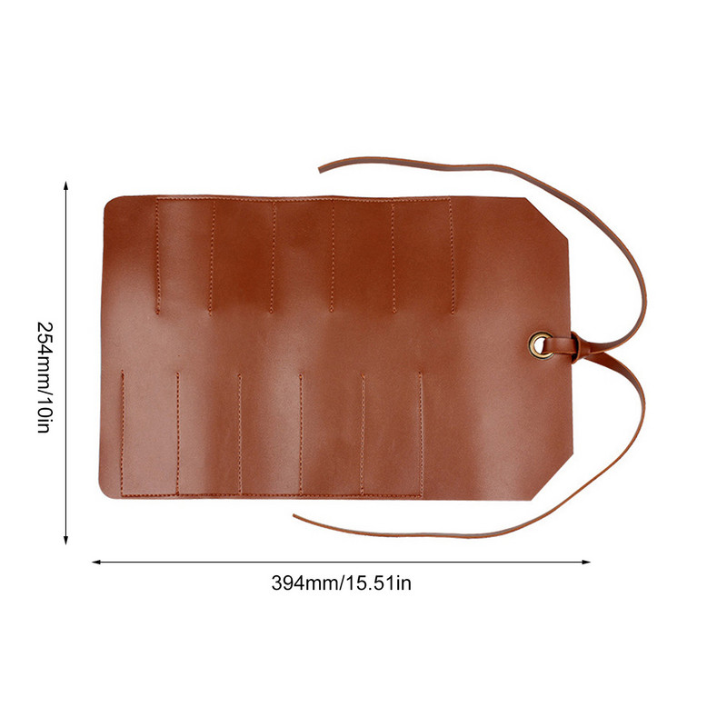 Bőr feltekerhető szerszámtasak Tartós csavarkulcs szerszámtároló táska Praktikus szerszámszervező tasak, könnyen hordozható, vésőkhöz is alkalmas