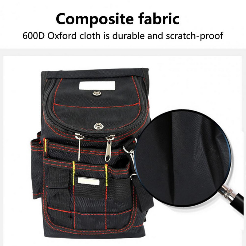 Geantă de depozitare pentru scule Buzunare multiple Fermoar neted Cârlig lateral Geantă pentru instrumente pentru talie Cheie impermeabilă Set de instrumente pentru șurubelniță pentru exterior