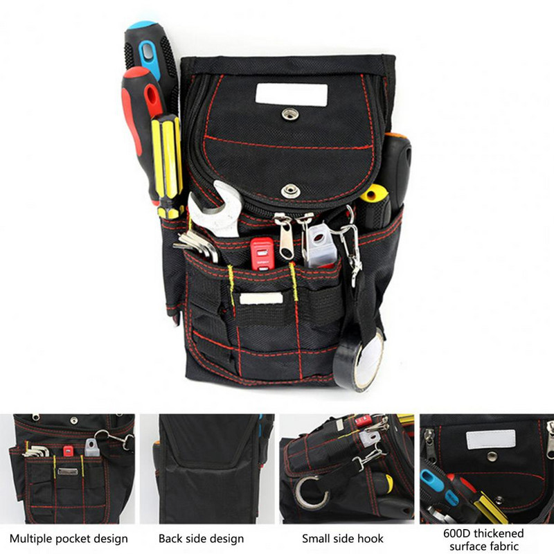 Geantă de depozitare pentru scule Buzunare multiple Fermoar neted Cârlig lateral Geantă pentru instrumente pentru talie Cheie impermeabilă Set de instrumente pentru șurubelniță pentru exterior