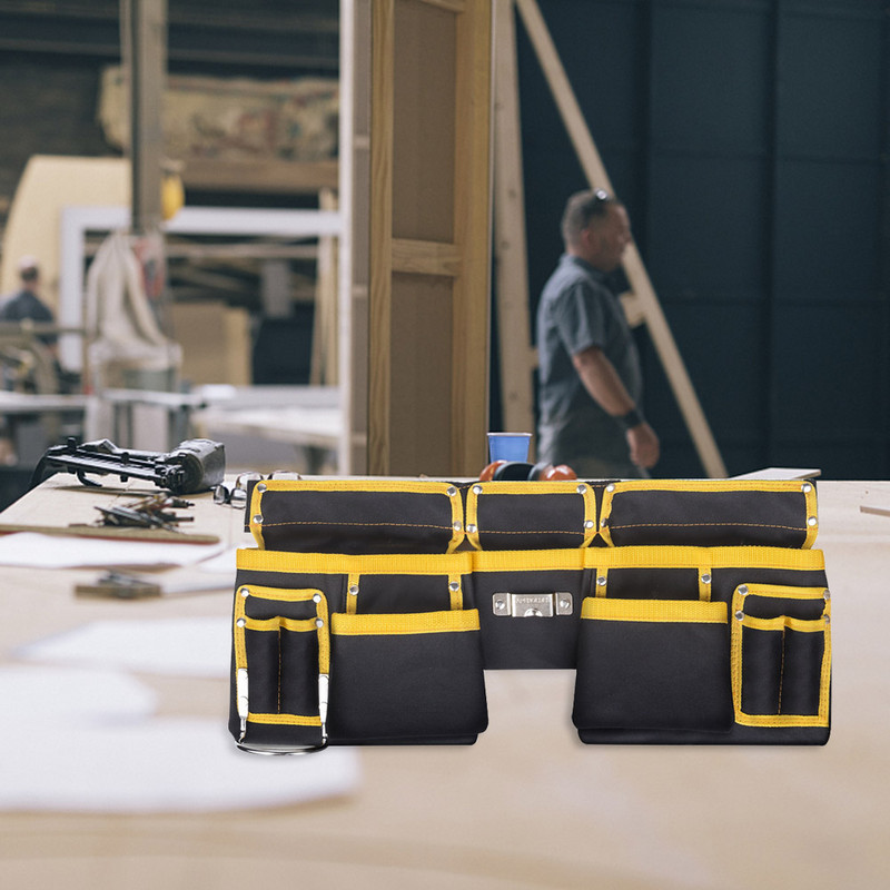 Oxfordi riidest taskutööriistakott Kiirvabastusega pandlaga reguleeritav tööriistakott koos vöörihmaga, vastupidav puuseppadele ja ehitajatele