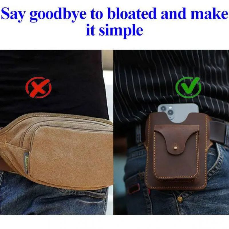 Daudzfunkcionāla ādas tālruņa jostas soma Vintage ādas vidukļa soma Mobilā tālruņa cilpiņas maciņš Vīriešu jostas somas tālruņa maciņš