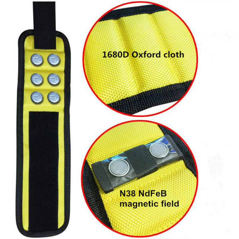 Magnētiskā aproce pārnēsājama instrumentu soma ar 3 magnētiem elektriķa rokas instrumenta jostas skrūvēm, nagiem urbjmašīnas rokassprādze labošanas instrumentam