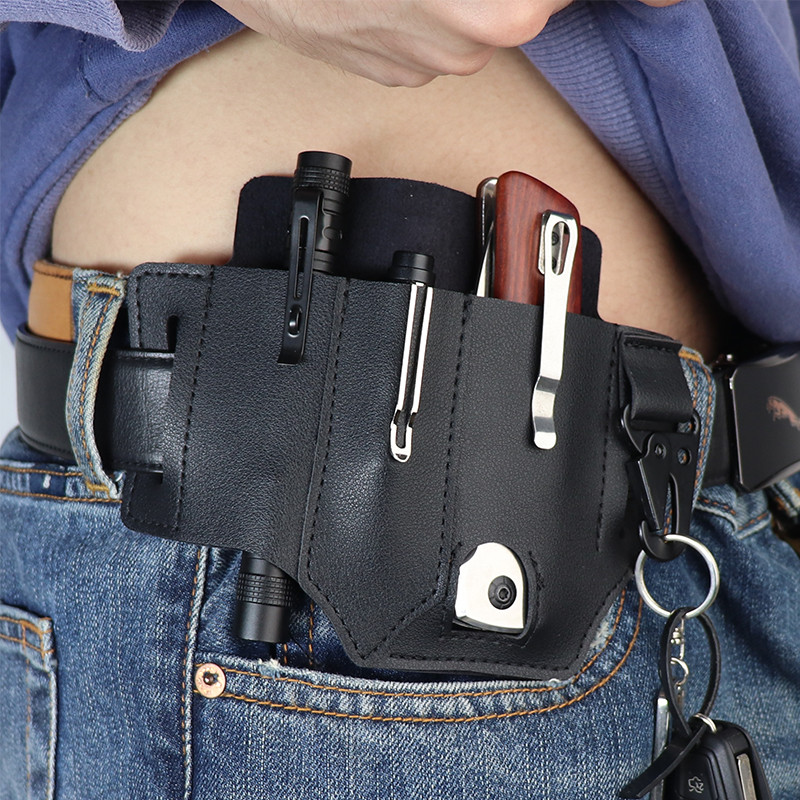 WESSLECO PU Δερμάτινο EDC Pocket Organizer Army Tactical Tool Holster Pen Key Flashligt Θήκη Πολυεργαλείου Θήκη για ζώνη