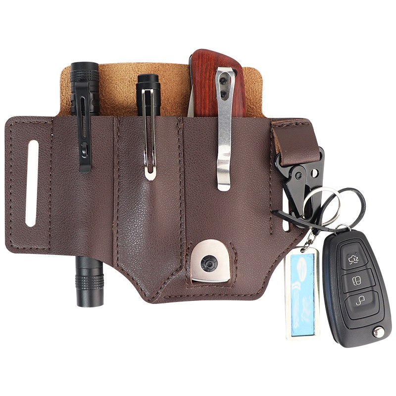 WESSLECO PU Δερμάτινο EDC Pocket Organizer Army Tactical Tool Holster Pen Key Flashligt Θήκη Πολυεργαλείου Θήκη για ζώνη