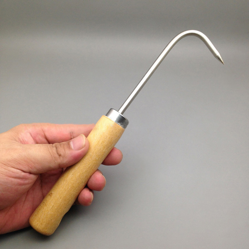 21,5 cm tugev süsinikterasest bonsai tööriistade konks Puidust käepide Vastupidav murukonks Tugev rohujuure konks