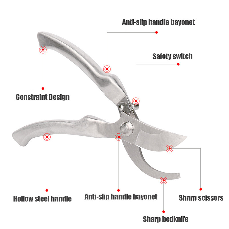 Könnyű visszapattanó metszőolló Teljesen acél könyökvastag gyümölcság olló Kerti virág Bonsai metszőszerszám