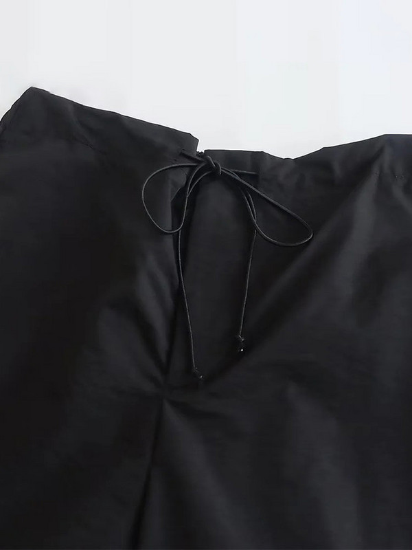 Pantaloni de parașută de modă pentru femei, ocazional, uni, cu talie joasă, pantaloni largi, cu șnur, vintage, pantaloni cargo cu talie înaltă elastică