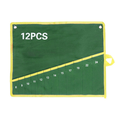 6/8/10/12/14/25 Zsebek Kulcskulcs Feltekerhető Tároló Szervezőtáska Tasak Dupla nyitású, dupla eltolt gyűrűs villáskulcs szerszámtáska