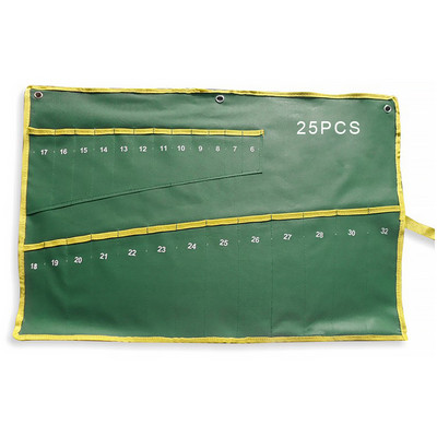 6/8/10/12/14/25 Zsebek Kulcskulcs Feltekerhető Tároló Szervezőtáska Tasak Dupla nyitású, dupla eltolt gyűrűs villáskulcs szerszámtáska