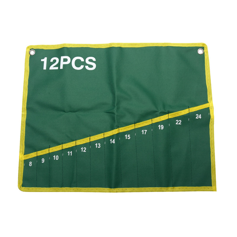 6/8/10/12/14/25 Zsebek Kulcskulcs Feltekerhető Tároló Szervezőtáska Tasak Dupla nyitású, dupla eltolt gyűrűs villáskulcs szerszámtáska