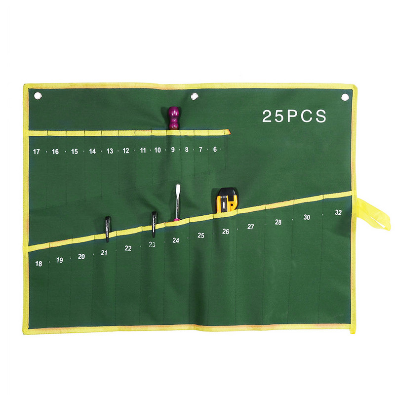 6/8/10/12/14/25 Zsebek Kulcskulcs Feltekerhető Tároló Szervezőtáska Tasak Dupla nyitású, dupla eltolt gyűrűs villáskulcs szerszámtáska
